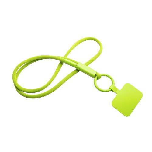 yellow Lanyard con soporte para teléfono con tubo de plástico reciclado