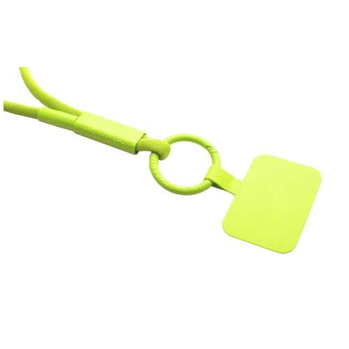 yellow Lanyard con soporte para teléfono con tubo de plástico reciclado