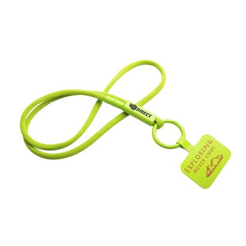 yellow Lanyard con soporte para teléfono con tubo de plástico reciclado