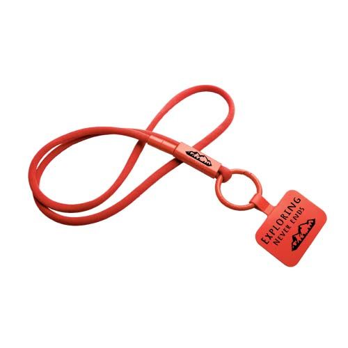 red Lanyard con soporte para teléfono con tubo de plástico reciclado