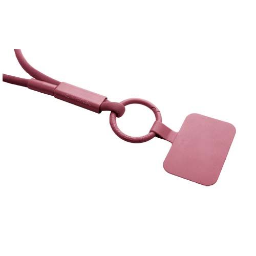burdeos Lanyard con soporte para teléfono con tubo de plástico reciclado
