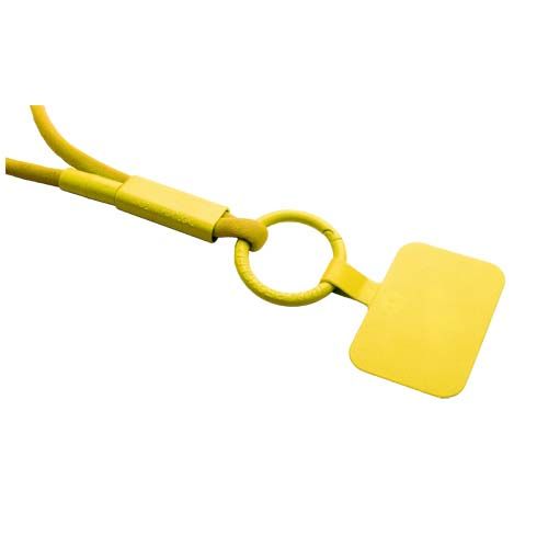 coral Lanyard con soporte para teléfono con tubo de plástico reciclado