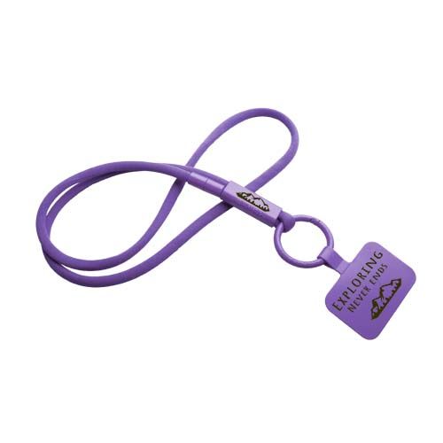 purple Lanyard con soporte para teléfono con tubo de plástico reciclado