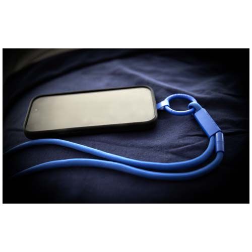 purple Lanyard con soporte para teléfono con tubo de plástico reciclado