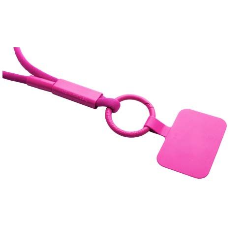 pink Lanyard con soporte para teléfono con tubo de plástico reciclado