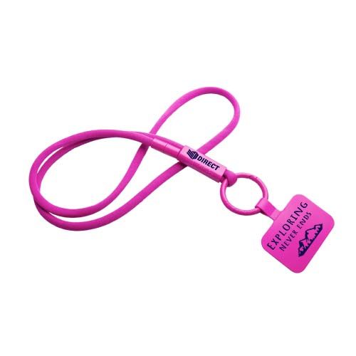 pink Lanyard con soporte para teléfono con tubo de plástico reciclado