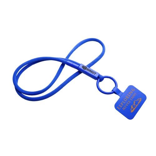 azul mar Lanyard con soporte para teléfono con tubo de plástico reciclado