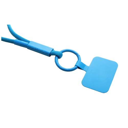 azul celeste Lanyard con soporte para teléfono con tubo de plástico reciclado