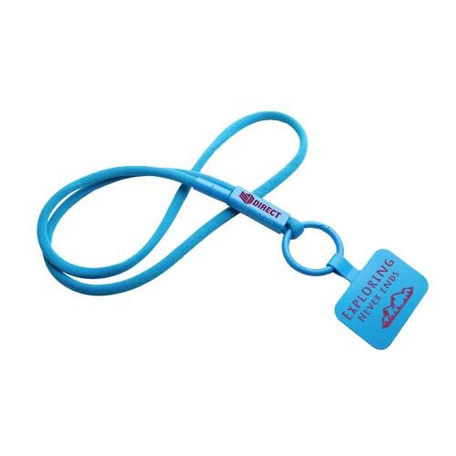 azul celeste Lanyard con soporte para teléfono con tubo de plástico reciclado