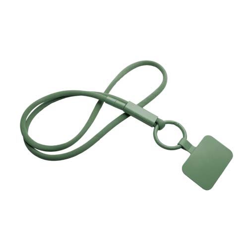 oliva Lanyard con soporte para teléfono con tubo de plástico reciclado