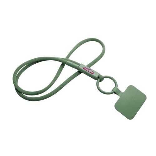 oliva Lanyard con soporte para teléfono con tubo de plástico reciclado