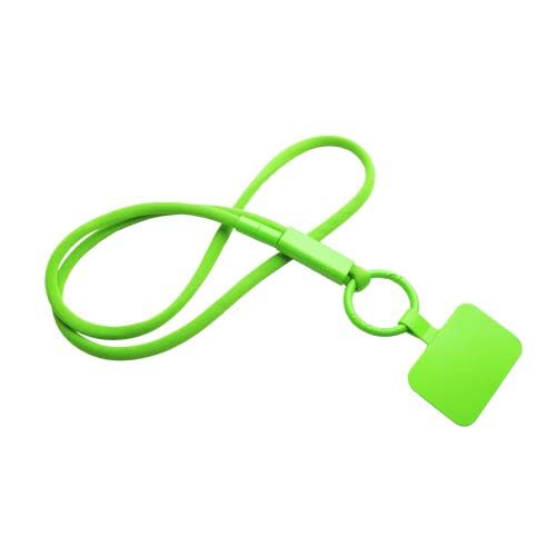 verde lima Lanyard con soporte para teléfono con tubo de plástico reciclado
