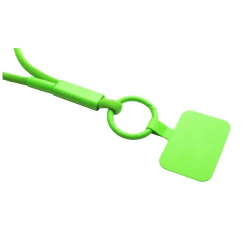 verde lima Lanyard con soporte para teléfono con tubo de plástico reciclado