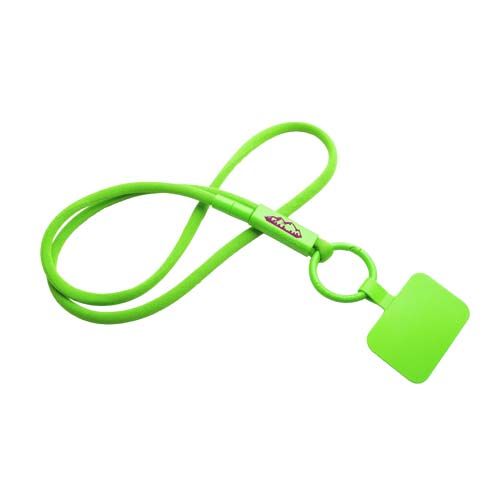 verde lima Lanyard con soporte para teléfono con tubo de plástico reciclado
