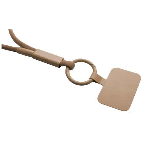 bronce Lanyard con soporte para teléfono con tubo de plástico reciclado