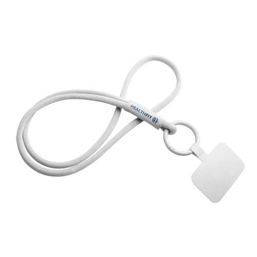 white Lanyard con soporte para teléfono con tubo elástico