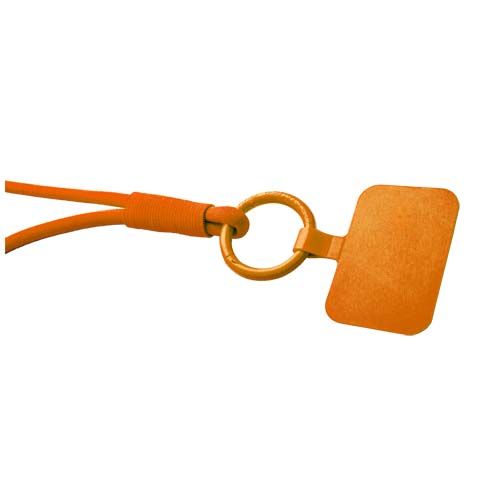 orange Lanyard con soporte para teléfono con tubo elástico
