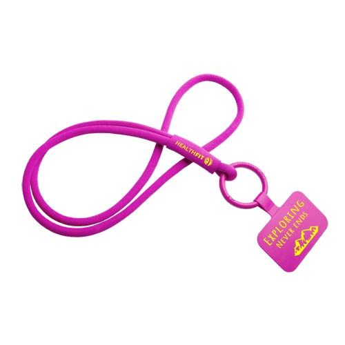 pink Lanyard con soporte para teléfono con tubo elástico