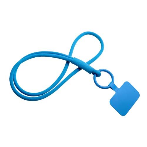 azul celeste Lanyard con soporte para teléfono con tubo elástico