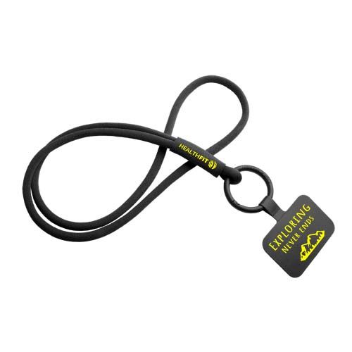 black Lanyard con soporte para teléfono con tubo elástico
