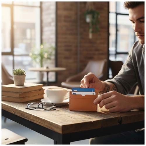 pardo Tarjetero de piel reciclada