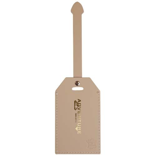 beis Etiqueta para equipaje de piel reciclada