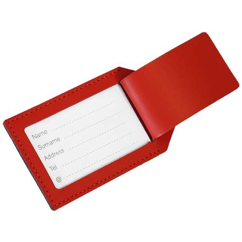 red Etiqueta para equipaje de piel reciclada