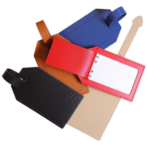 red Etiqueta para equipaje de piel reciclada