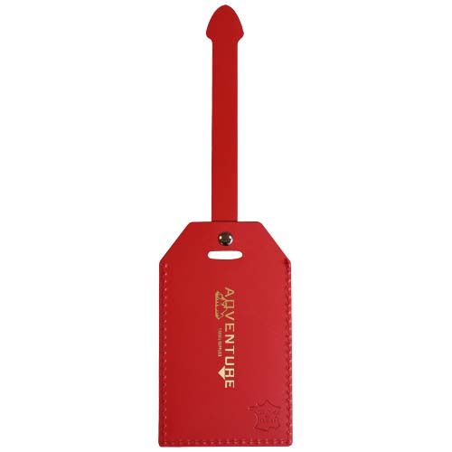 red Etiqueta para equipaje de piel reciclada