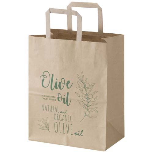 kraft Bolsa de papel de 80 g/m2 con asas planas - 25 x 15 x 32 cm