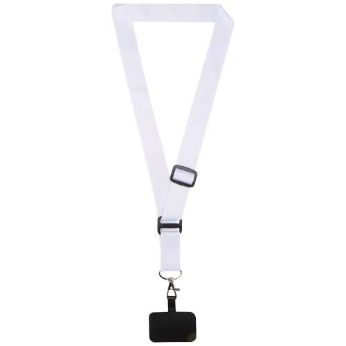 white Lanyard ajustable de sublimación y soporte para teléfono