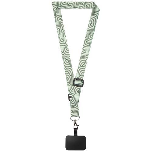 LANYARD AJUSTABLE DE RPET DE SUBLIMACIÓN Y SOPORTE PARA TELÉFONO