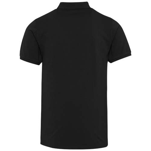 black Polo de material reciclado orgánico con certificado OCS de manga corta unisex de 220 g/m² Beryl
