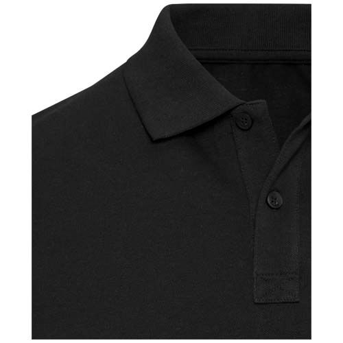 black Polo de material reciclado orgánico con certificado OCS de manga corta unisex de 220 g/m² Beryl