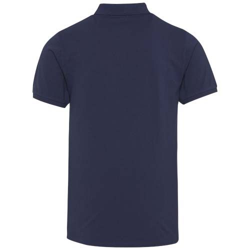 azul marino Polo de material reciclado orgánico con certificado OCS de manga corta unisex de 220 g/m²