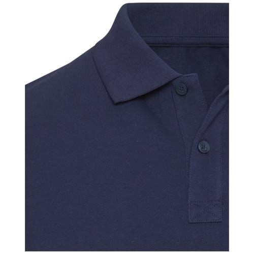 azul marino Polo de material reciclado orgánico con certificado OCS de manga corta unisex de 220 g/m²