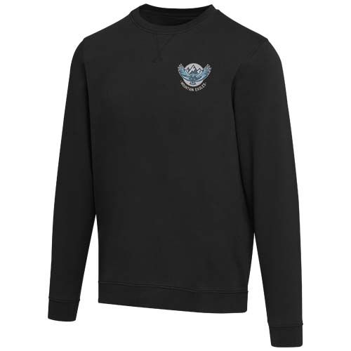 black Jersey de cuello redondo de material reciclado orgánico con certificado OCS unisex de 280 g/m² Jasper