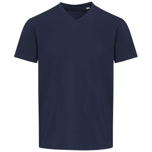 azul marino Camiseta orgánica unisex con certificado OCS de manga corta y cuello de pico de 200 g/m² Balfour