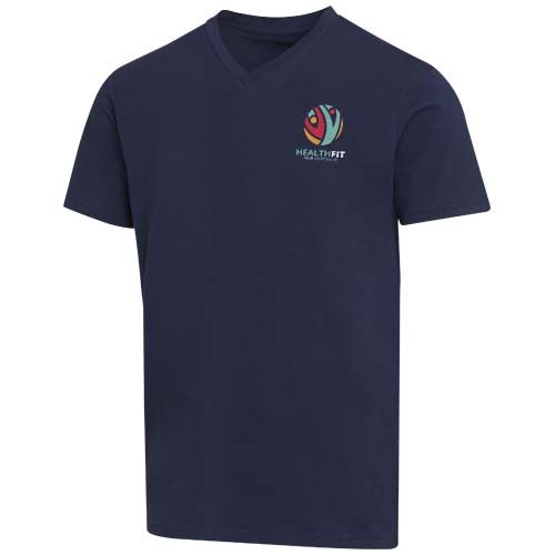 azul marino Camiseta orgánica unisex con certificado OCS de manga corta y cuello de pico de 200 g/m² Balfour