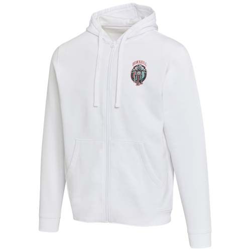 white Sudadera con capucha unisex orgánica reciclada con certificado OCS de 280 g/m²