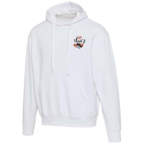 white Sudadera oversize con capucha unisex orgánica con certificado OCS de 280 g/m2