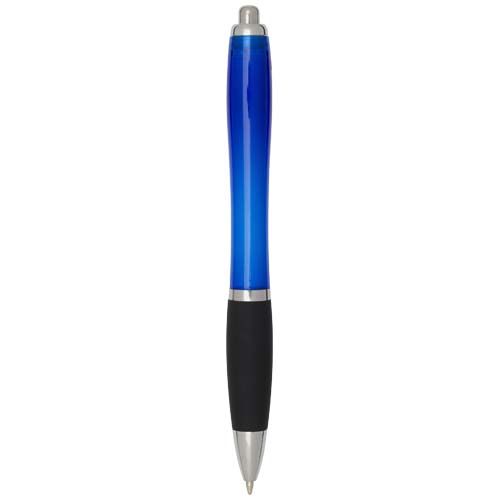 azulón Bolígrafo de plástico reciclado con certificado RCS, cuerpo de color y empuñadura negra (tinta negra)