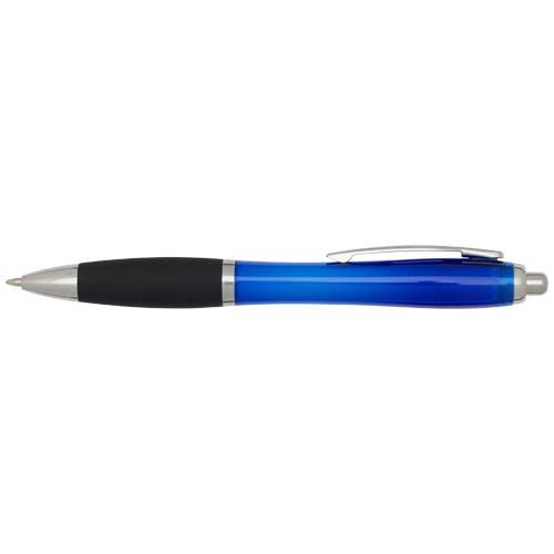 azulón Bolígrafo de plástico reciclado con certificado RCS, cuerpo de color y empuñadura negra (tinta negra)
