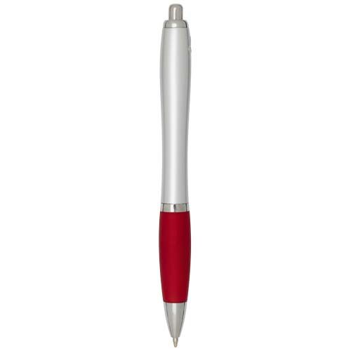 Stylo bille RCS en plastique recyclé avec corps argenté et grip coloré (encre noire) Nash - 4