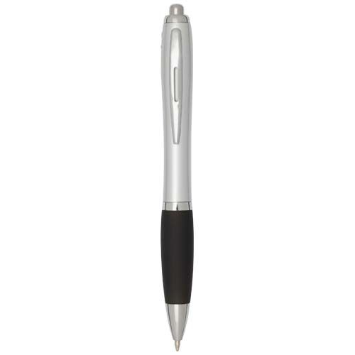 stylo-bille-rcs-en-plastique-recycle-avec-corps-argente-et-grip-colore-encre-noire-nash-personnalise-873531-198
