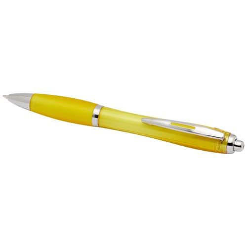yellow Bolígrafo de plástico reciclado con certificado RCS y cuerpo y empuñadura de color (tinta azul)