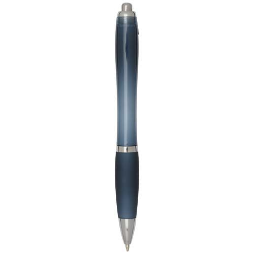 azul oscuro Bolígrafo de plástico reciclado con certificado RCS y cuerpo y empuñadura de color (tinta azul)