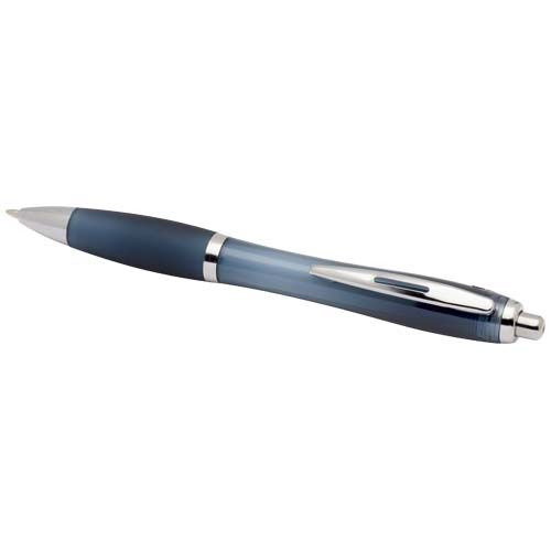 azul oscuro Bolígrafo de plástico reciclado con certificado RCS y cuerpo y empuñadura de color (tinta azul)