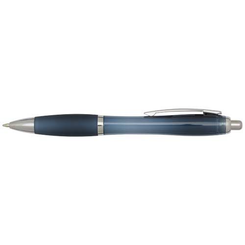 azul oscuro Bolígrafo de plástico reciclado con certificado RCS y cuerpo y empuñadura de color (tinta azul)