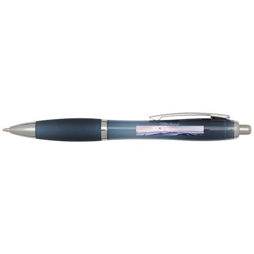 azul oscuro Bolígrafo de plástico reciclado con certificado RCS y cuerpo y empuñadura de color (tinta azul)